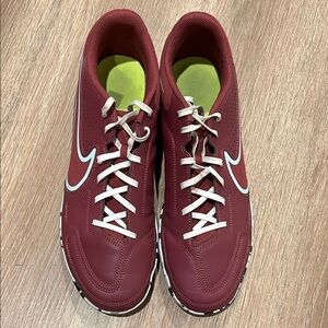 Nike Indoor Soccer Red  Shoes with White Accents